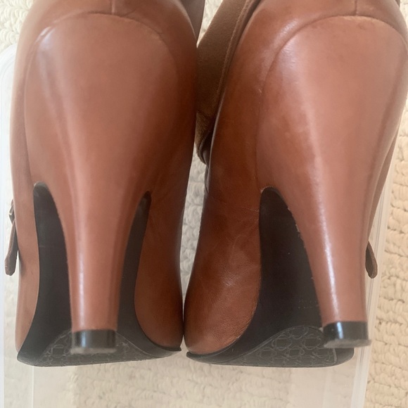 Nine West Soft Brown Leather Ankle Boots Heels Adjustable Side Buckle Size 7 M - Picture 10 of 11